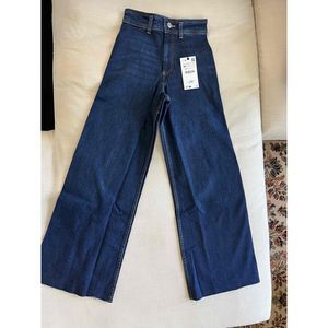 Zara Womens Dark Blue The Marine Straight High-Rise Straight Leg Jeans Size US 2